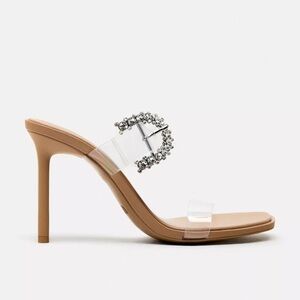 Zara Brown Heels with Clear and Silver Accents